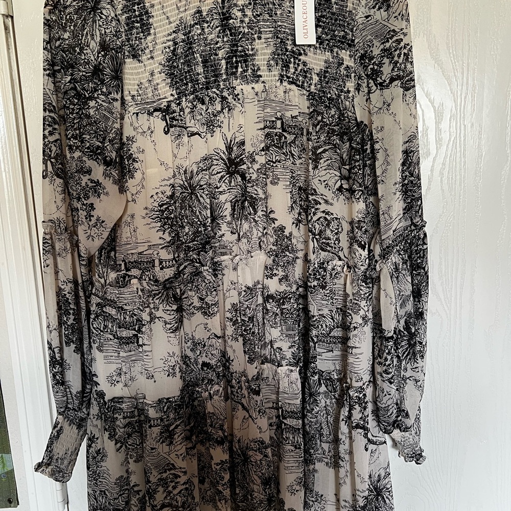 Olivaceous Monochrome Patterned Dress